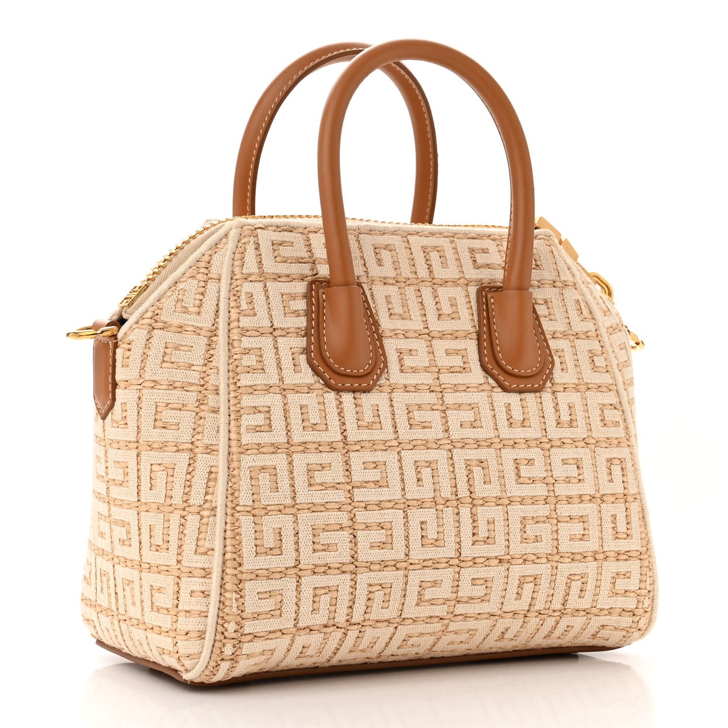 Raffia Jacquard Fabric 4G Mini Antigona Beige