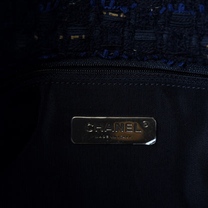 Chanel Tweed Quilted Large Chanel 19 Flap Black Navy Gold 8 of 10