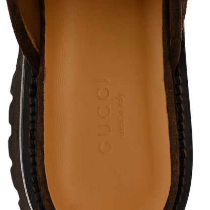 Gucci Suede Horsebit Platform Mules 37.5 Washed Brown 8 of 10
