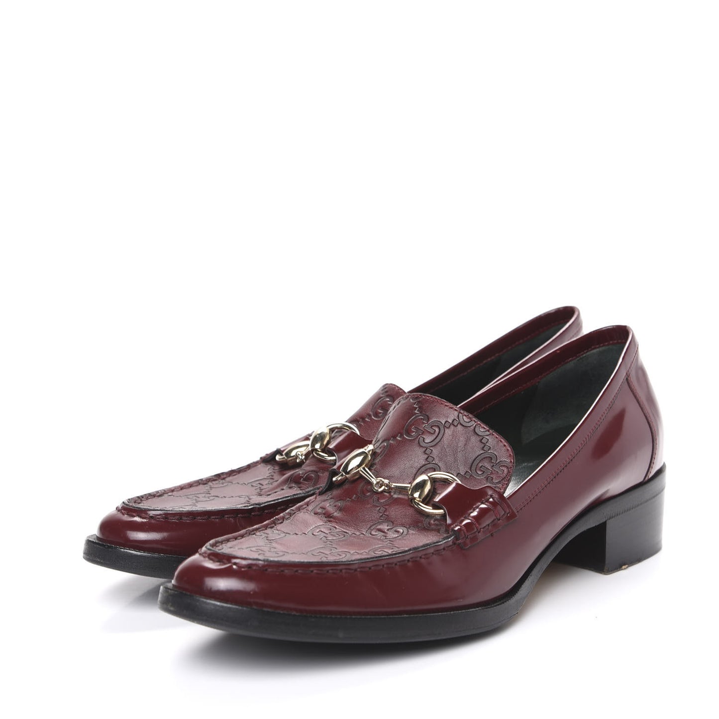 Calfskin Horsebit Guccissima Mens Platform Loafers 7 Burgundy