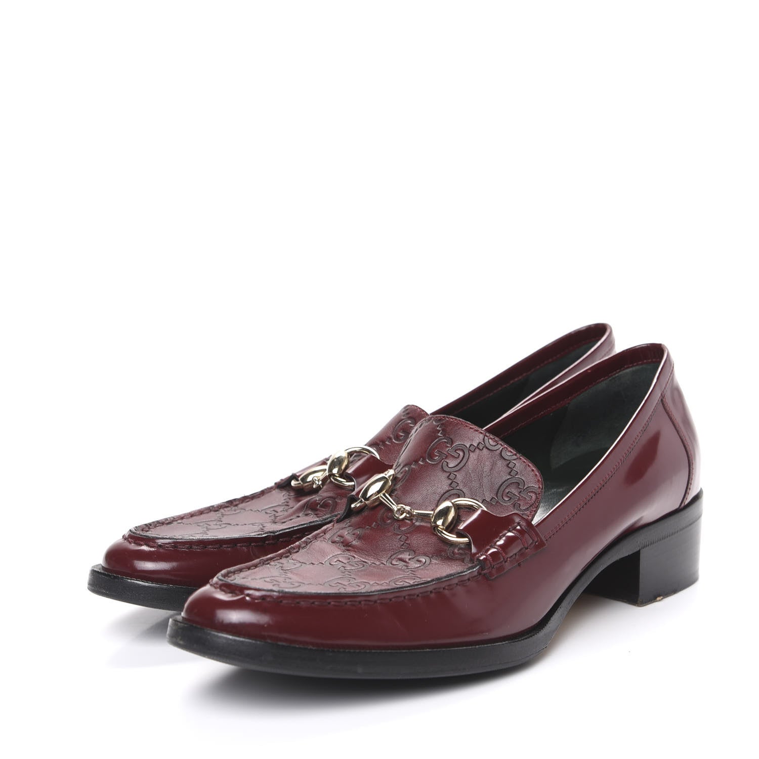 Gucci Calfskin Horsebit Guccissima Mens Platform Loafers 7 Burgundy 3 of 12