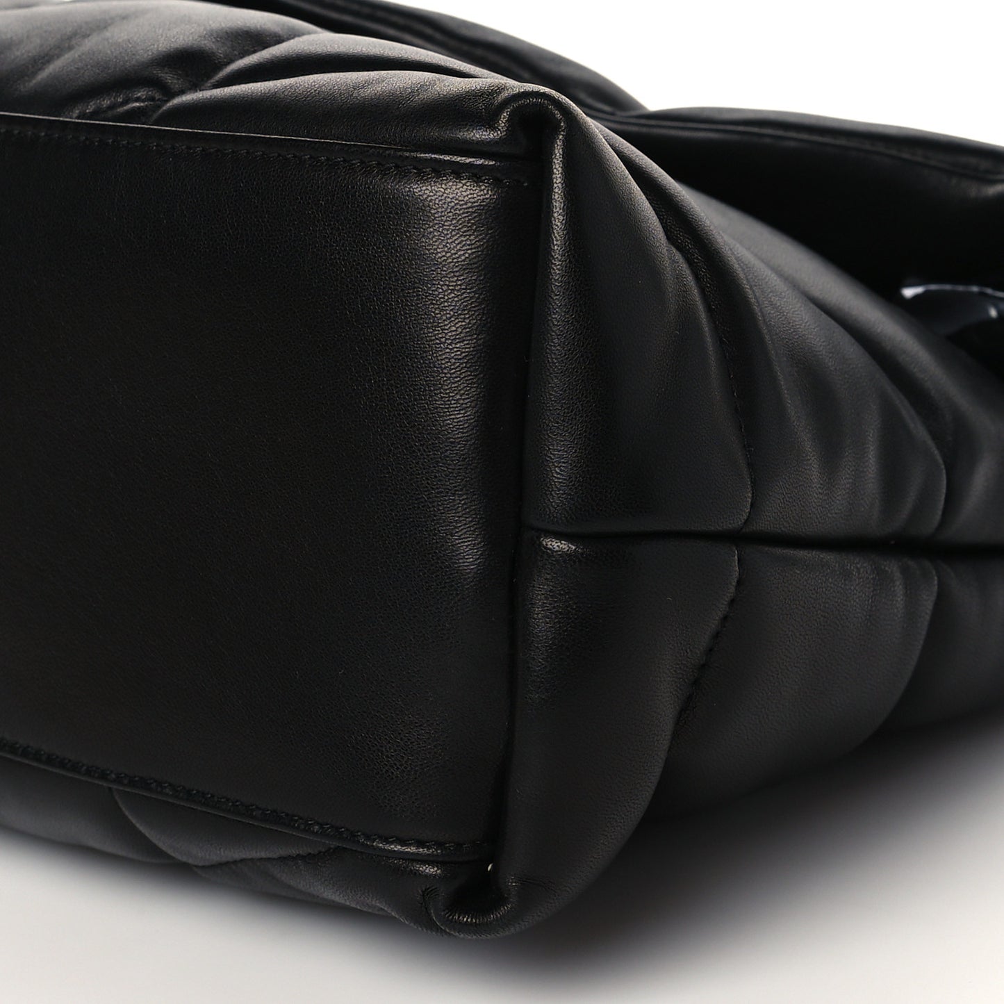 Lambskin Quilted Medium Loulou Puffer Monogram Chain Satchel Black