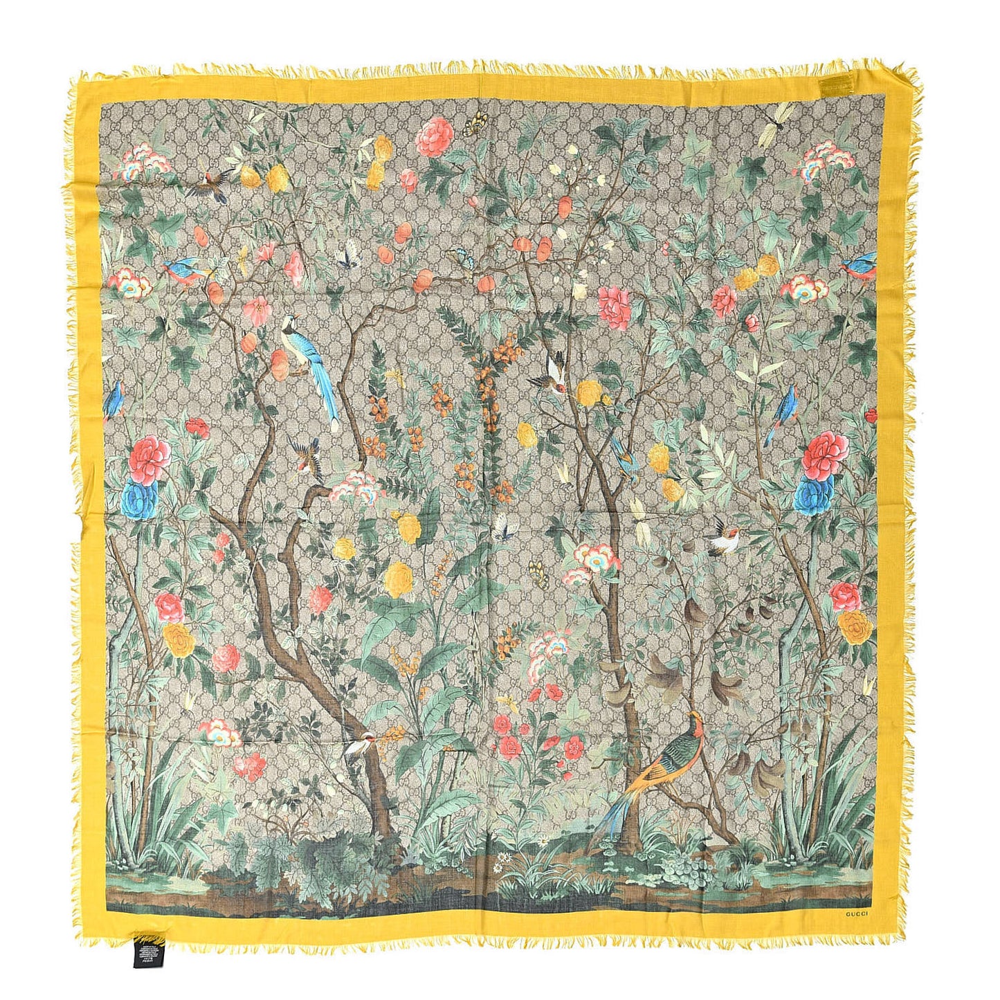 Modal Silk Monogram Tian Print Shawl Yellow