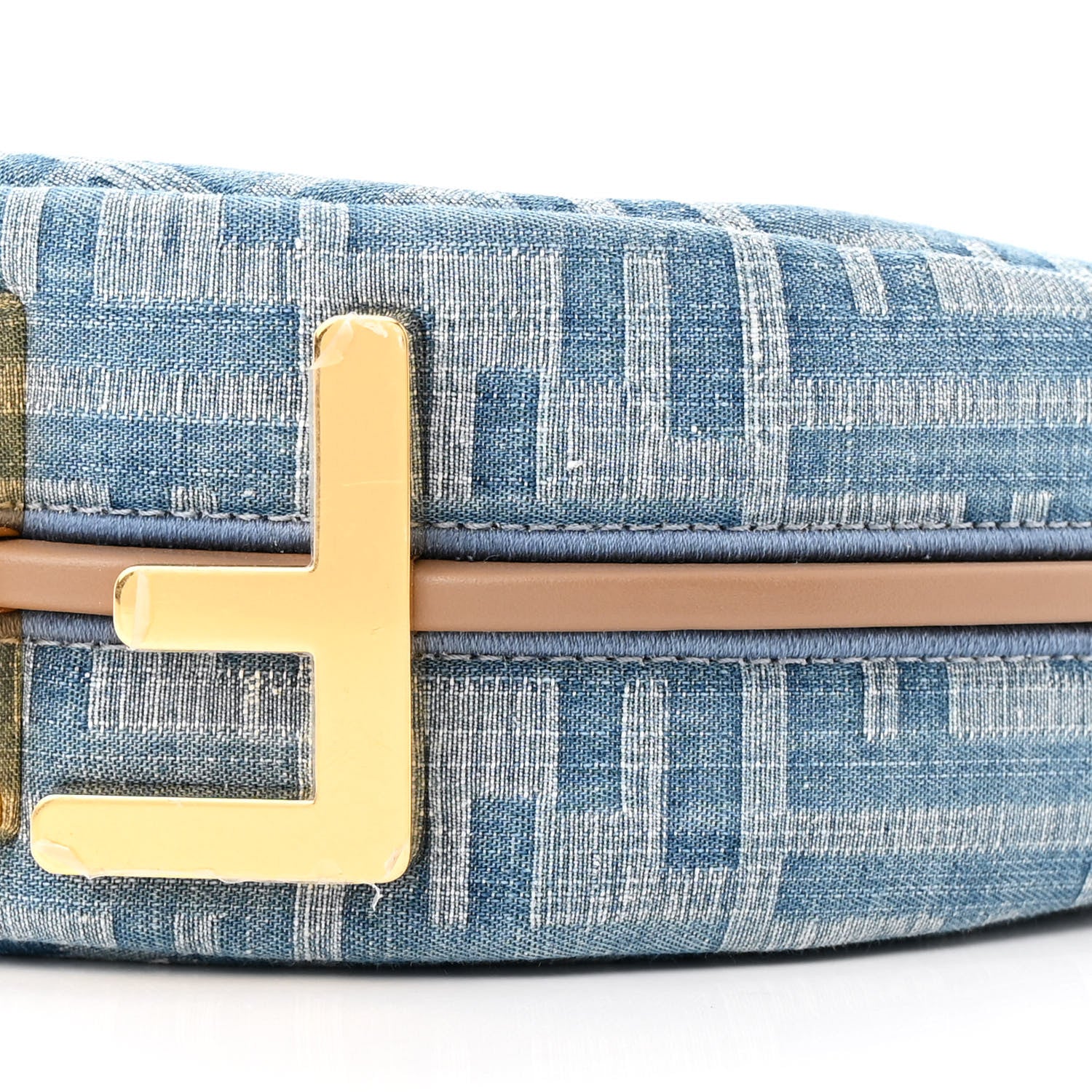 Fendi Denim Vitello King F is Fendi FF Embroidered Mini Fendigraphy Hobo Bag Denim Sand 10 of 10