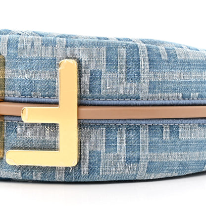 Fendi Denim Vitello King F is Fendi FF Embroidered Mini Fendigraphy Hobo Bag Denim Sand 10 of 10