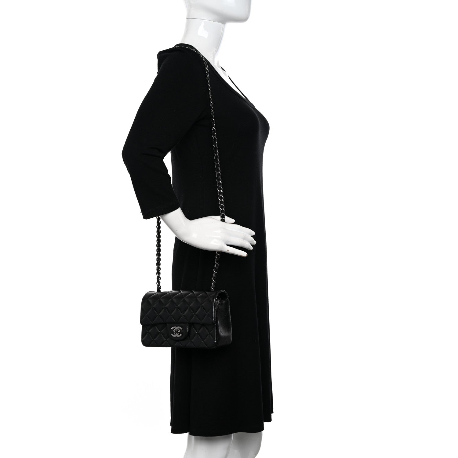 Chanel Lambskin Quilted Mini Rectangular Flap Black 2 of 11