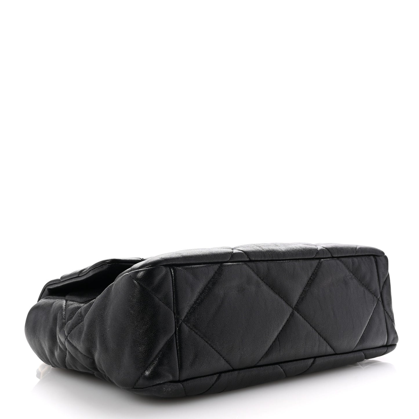 Shiny Goatskin Quilted Large Chanel 19 Flap Black