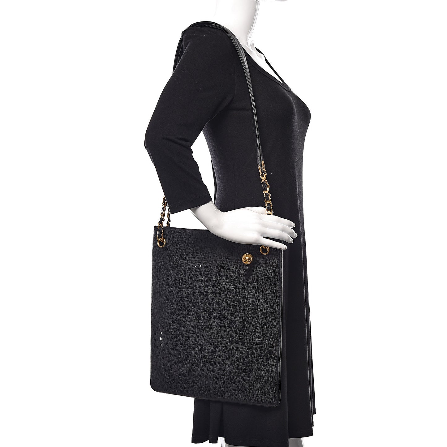 Caviar Perforated CC Tote Black