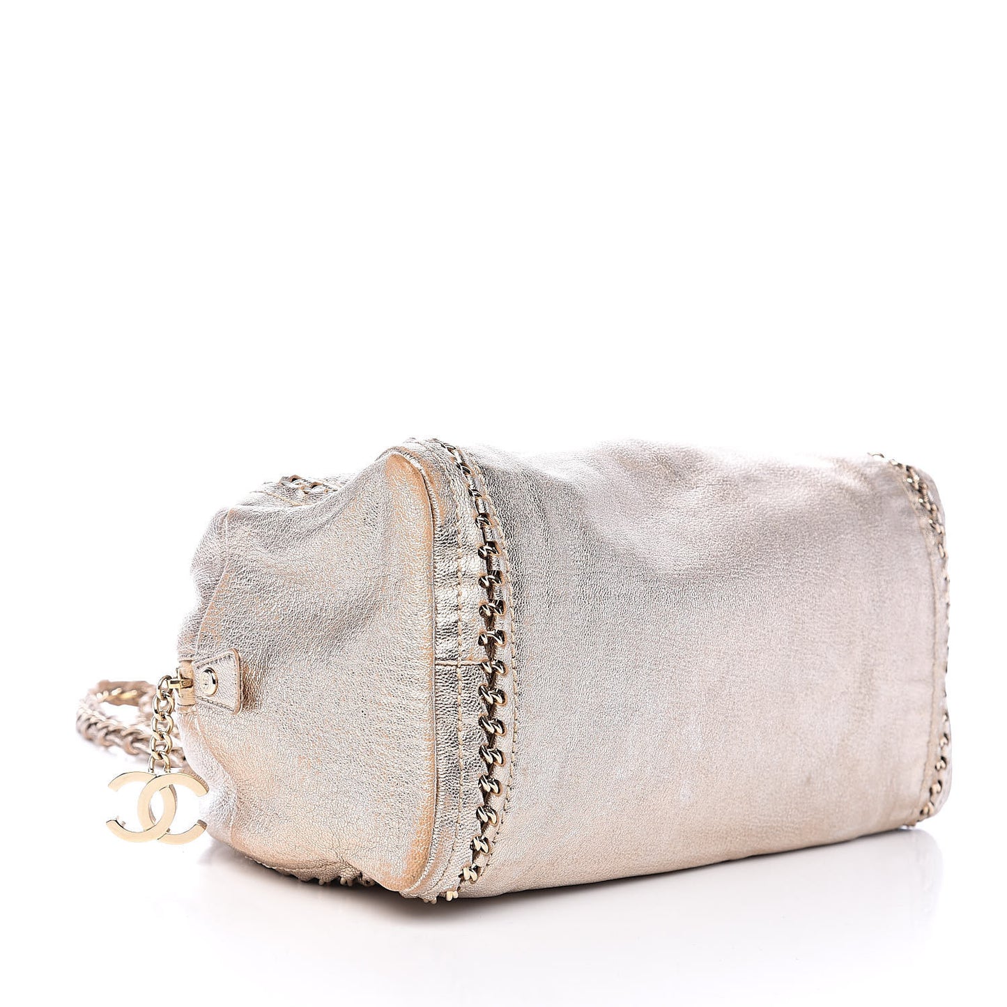 Metallic Goatskin Medium Luxe Ligne Bowler Gold