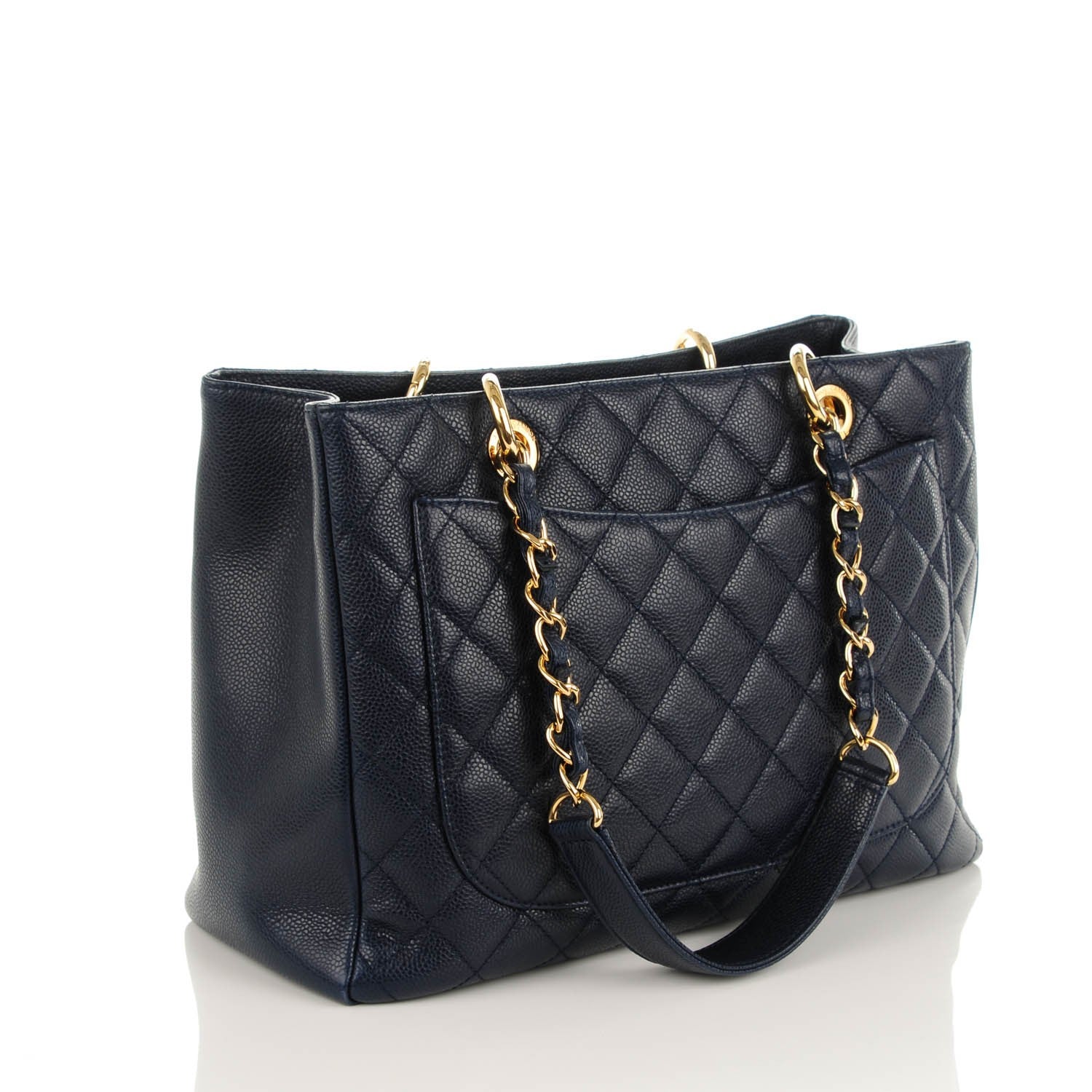 Chanel Caviar Quilted Grand Shopping Tote GST Navy 3 of 7