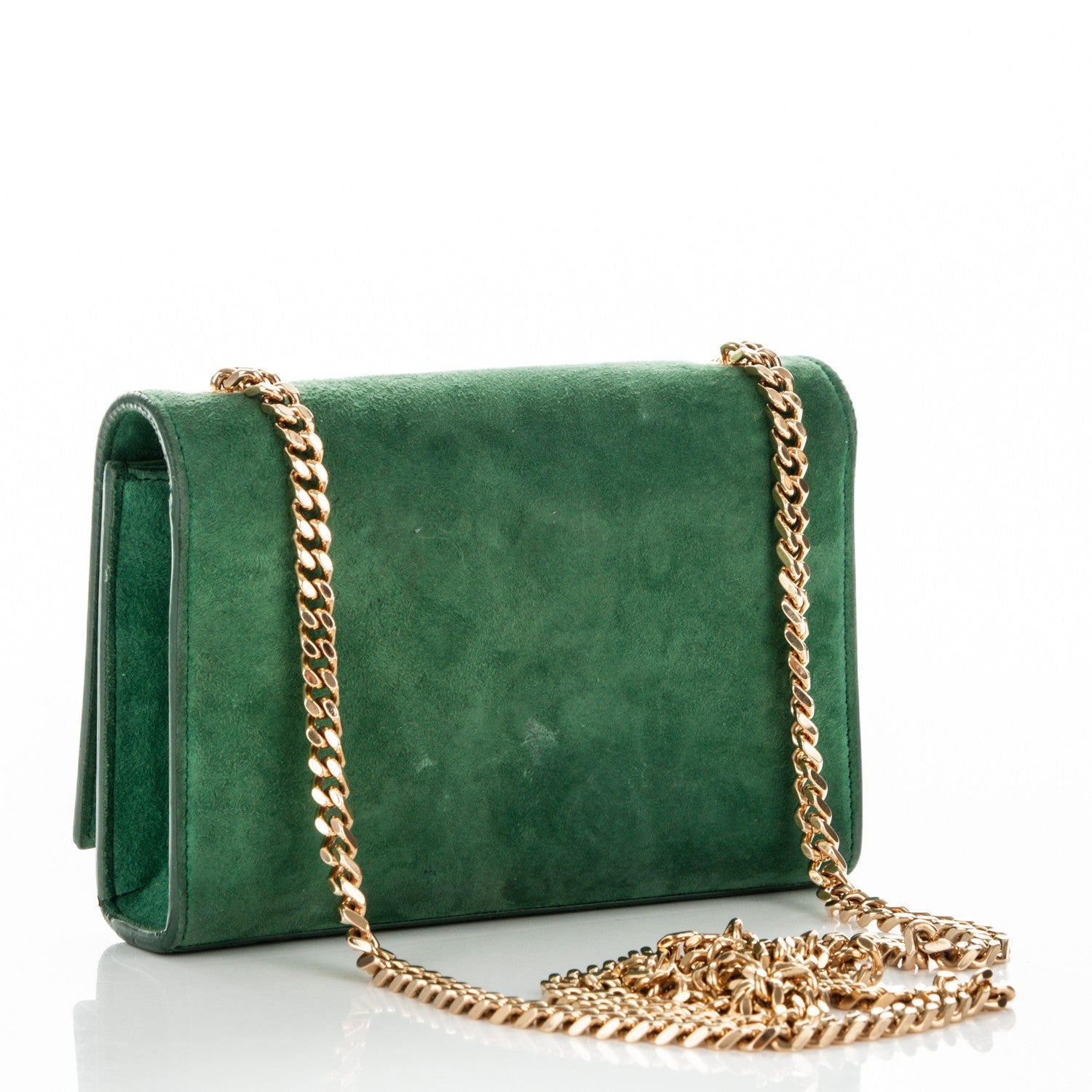 Saint Laurent Suede Small Classic Monogram Kate Tassel Satchel Green 3 of 4
