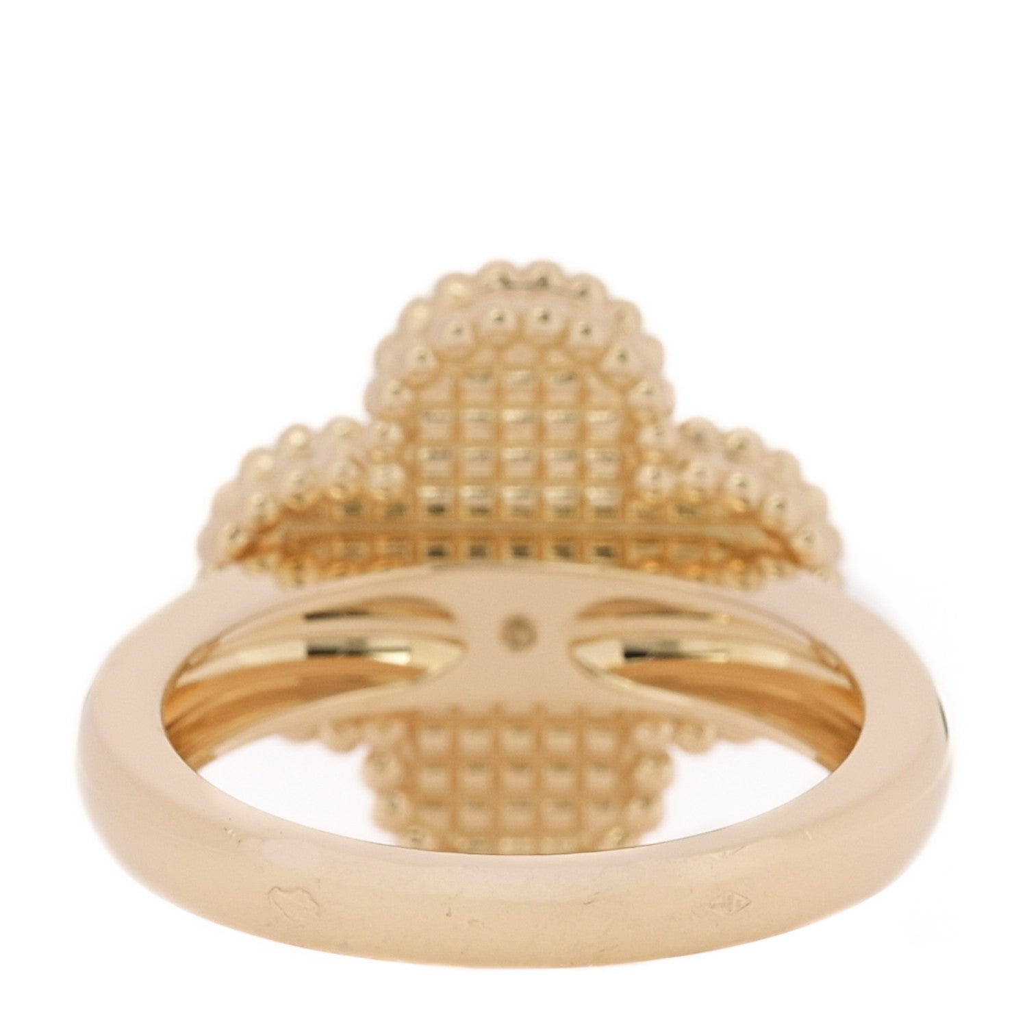 Van Cleef & Arpels 18K Yellow Gold Guilloche Vintage Alhambra Ring 49 4.75 3 of 5