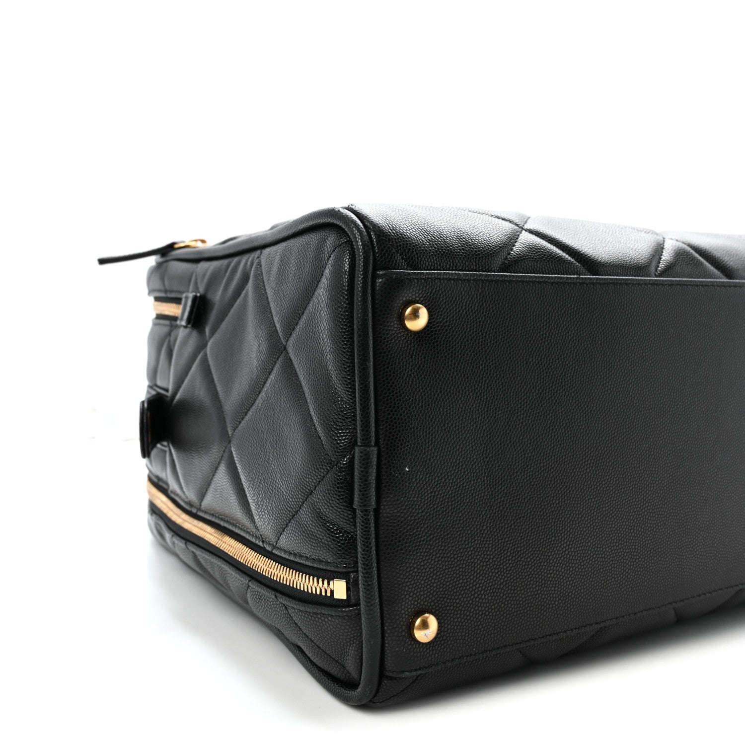 Chanel Shiny Grained Calfskin Quilted Large Travel Bowling Bag Black 9 of 10