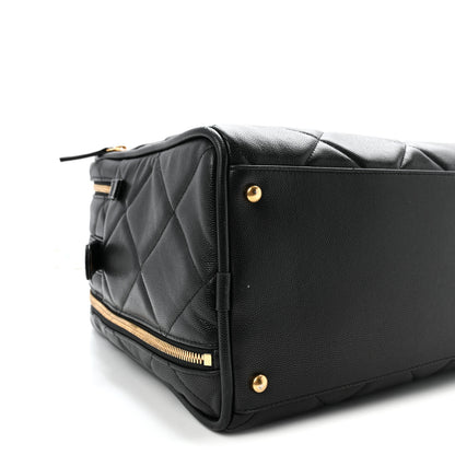 Chanel Shiny Grained Calfskin Quilted Large Travel Bowling Bag Black 9 of 10