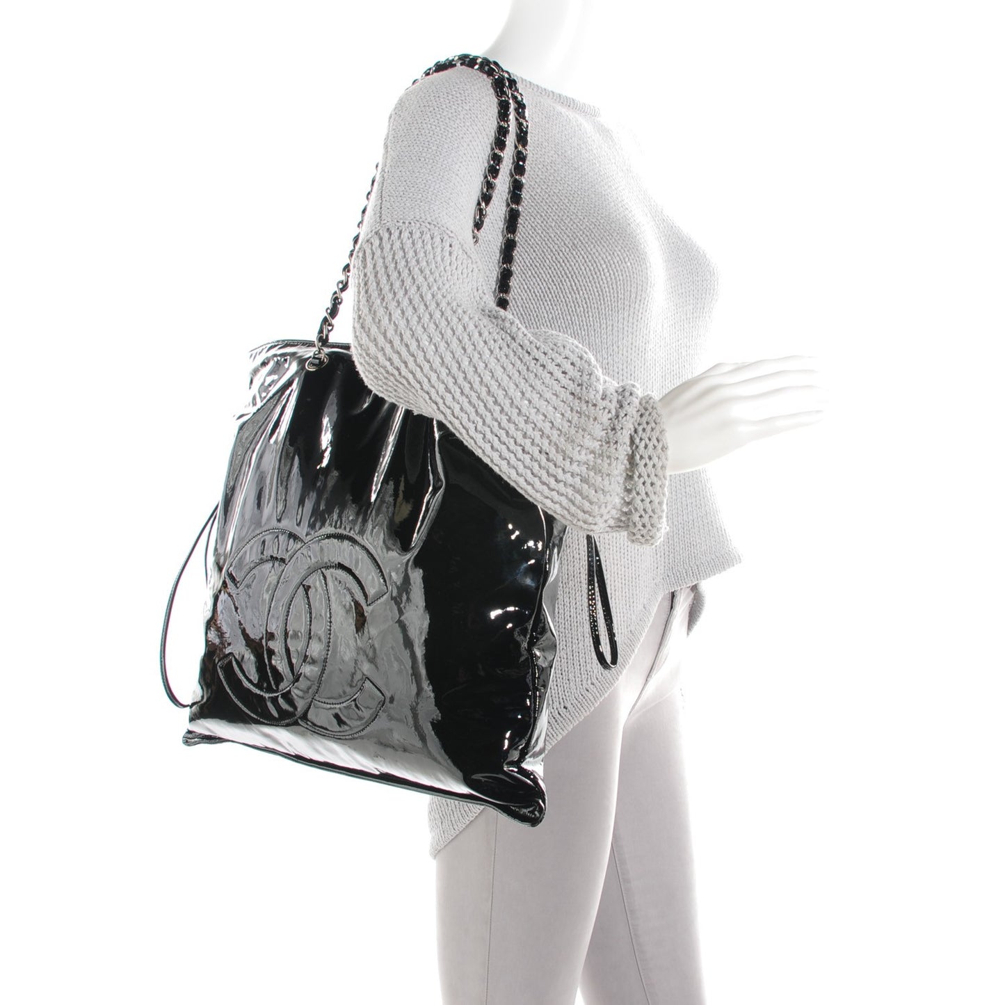 Patent Bonbons Shopper Tote Black