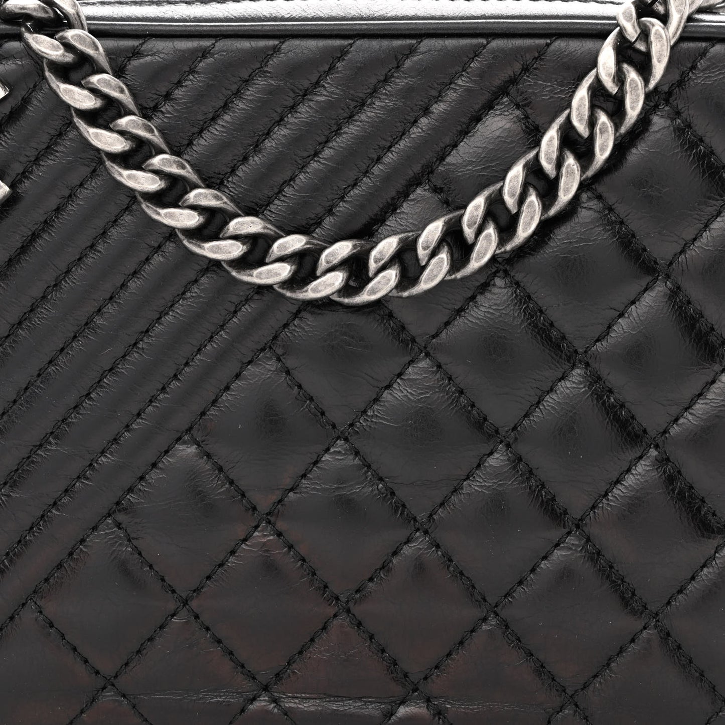 Glazed Calfskin Small Coco Boy Camera Case Black