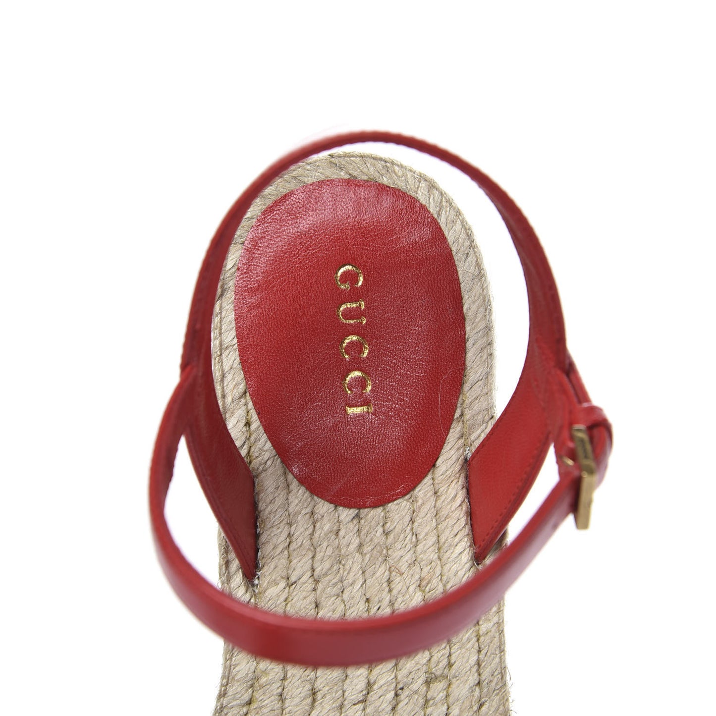 Cotton Malaga Kid Crochet Pearly GG Lilibeth Espadrille Platform Sandals 37.5 Hibiscus Red