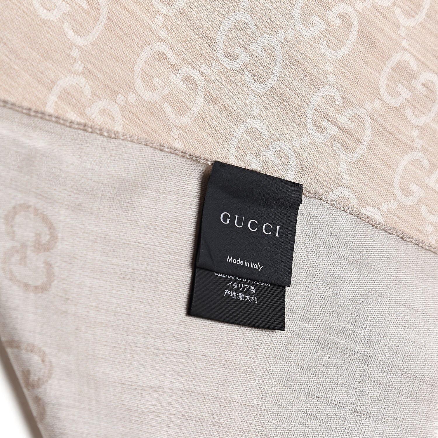 Gucci Wool Silk GG Monogram GGNat Plus Scarf Sand 5 of 5