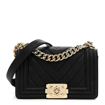 Chanel Iridescent Caviar Chevron Quilted Small Boy Flap Black 1 of 10