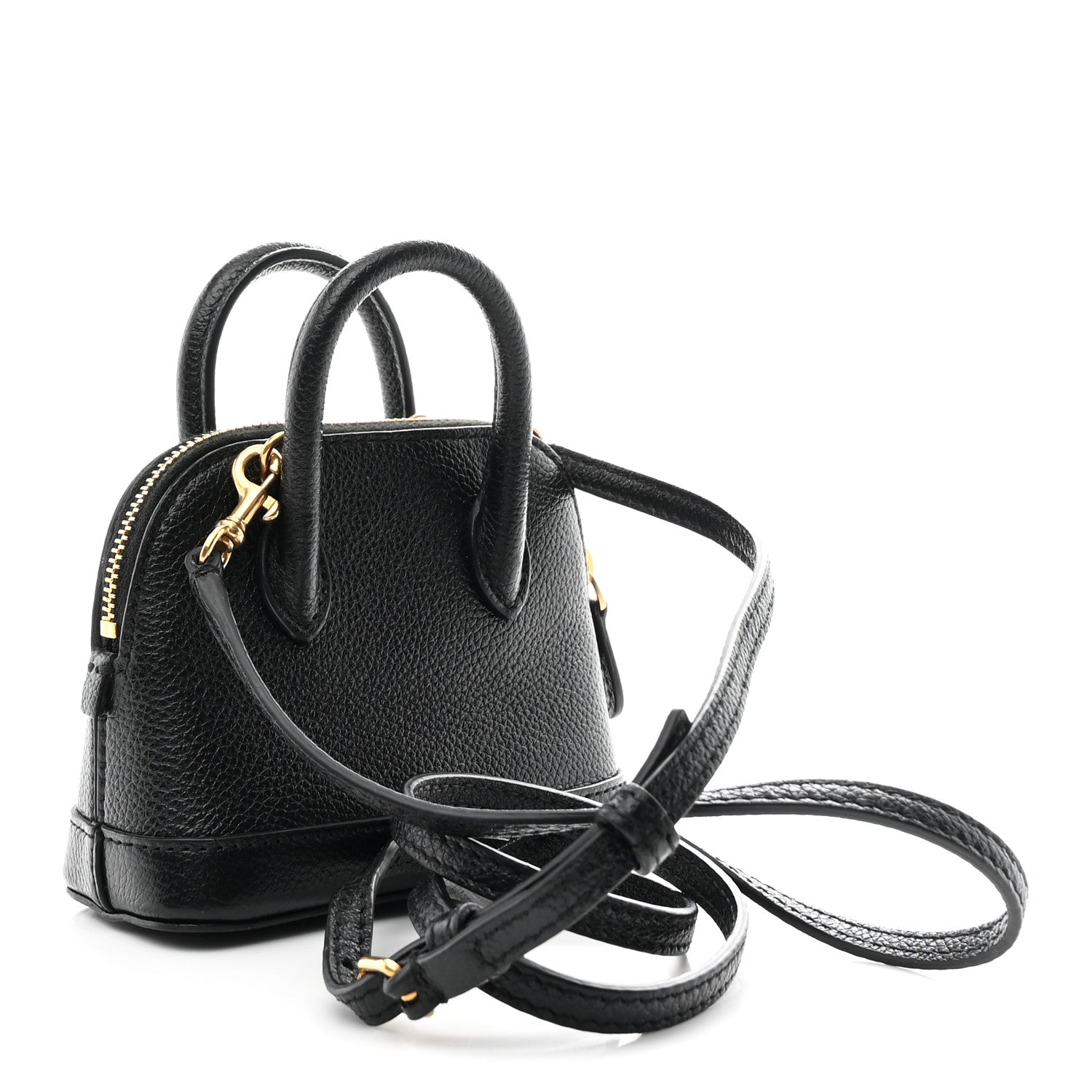 Balenciaga Grained Calfskin Logo Mini Ville Top Handle Bag Black White 3 of 10