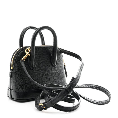 Balenciaga Grained Calfskin Logo Mini Ville Top Handle Bag Black White 3 of 10