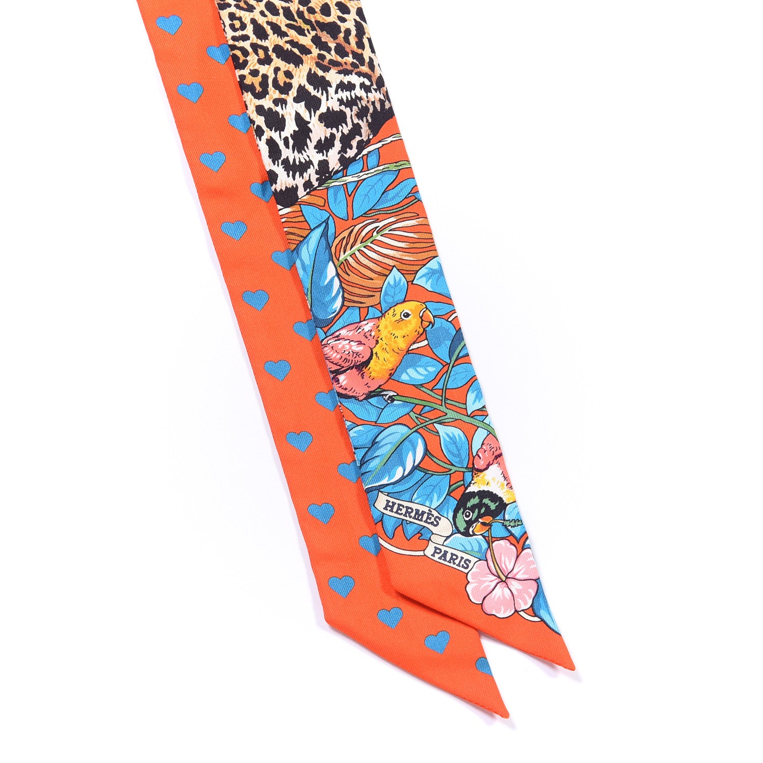 Hermes Silk Jungle Love Love Twilly Orange Bleu Brun 2 of 3