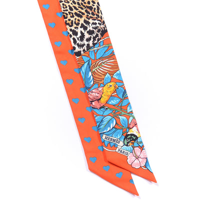 Hermes Silk Jungle Love Love Twilly Orange Bleu Brun 2 of 3