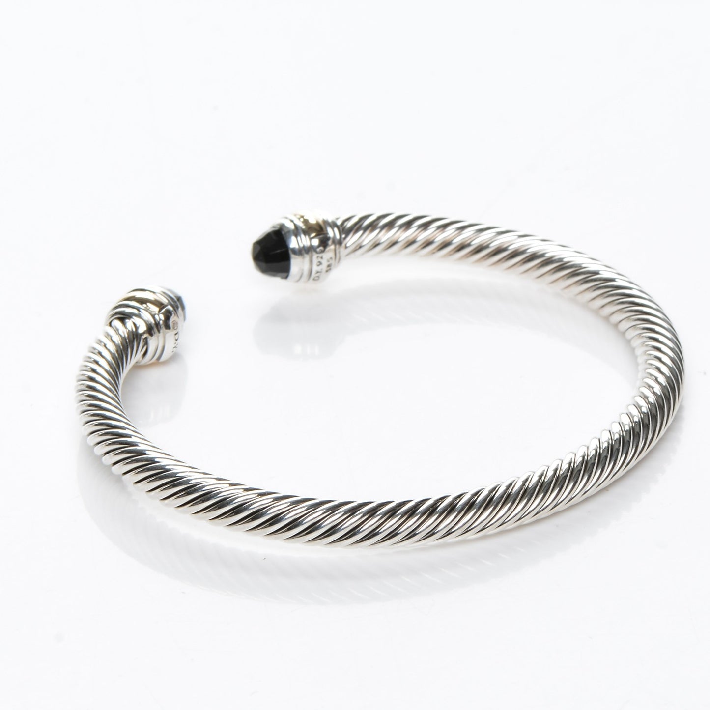 Sterling Silver 14K Yellow Gold Black Onyx 5mm Cable Classics Bracelet