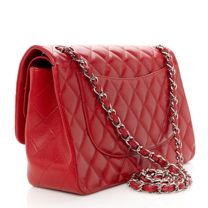 Chanel Caviar Quilted Jumbo Double Flap Red 3 of 11