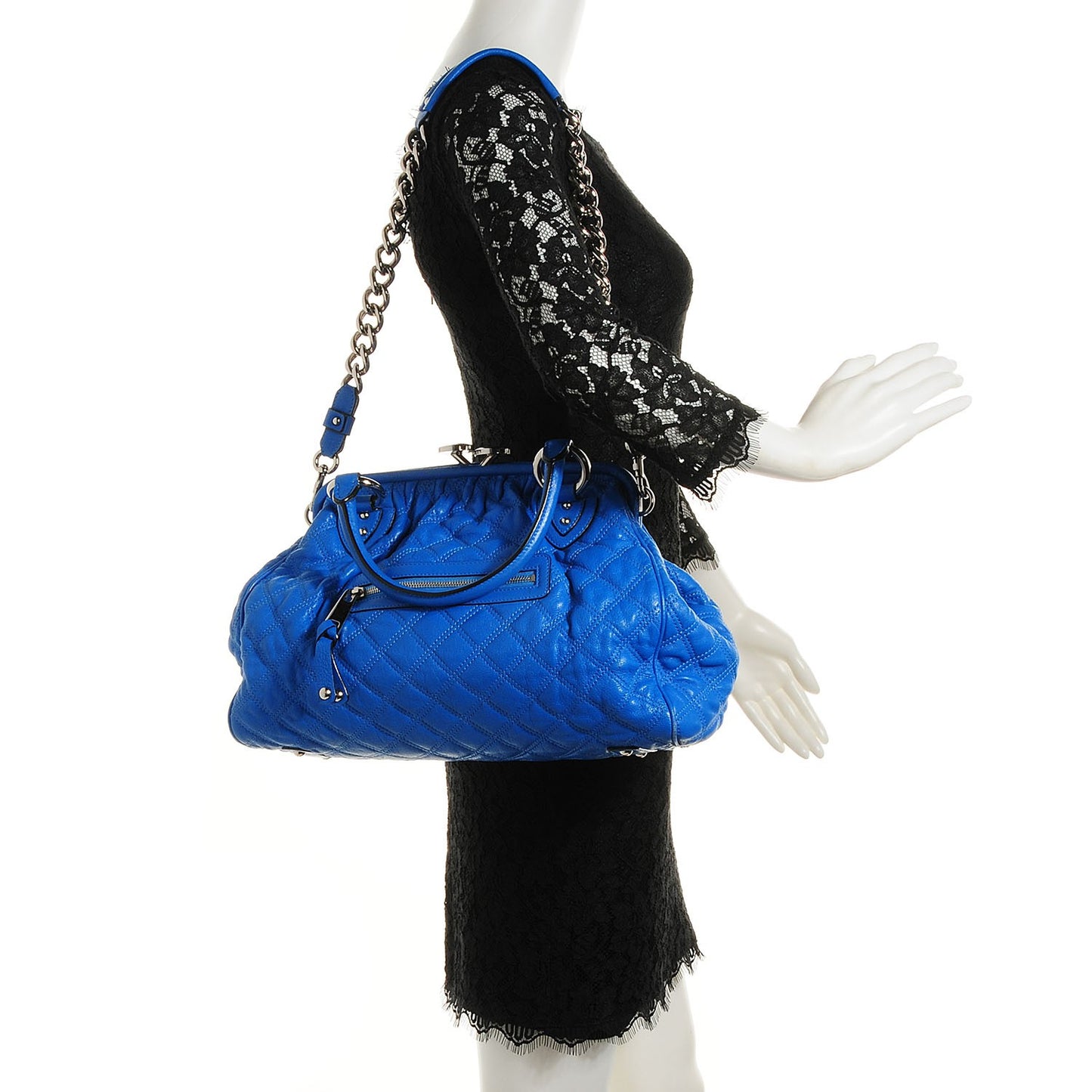 Calfskin Quilted Stam Blue
