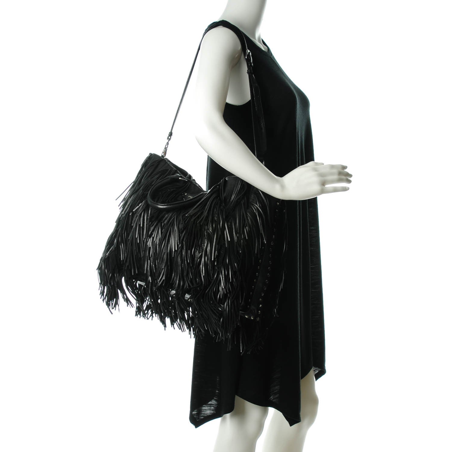 Prada Nappa Fringe Tote Nero Black 2 of 11