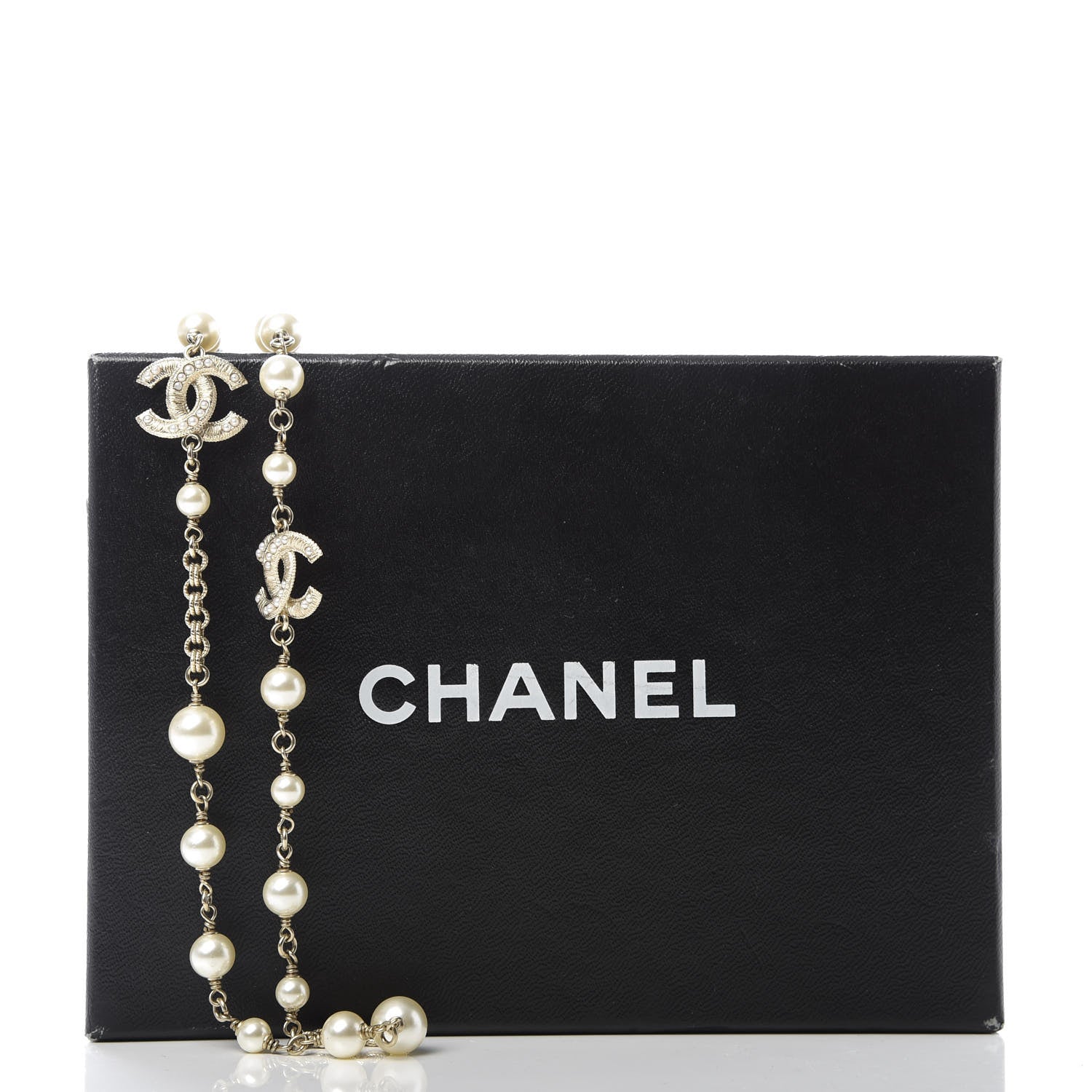 Chanel Pearl CC Long Necklace Gold 5 of 5
