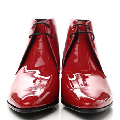 Saint Laurent Patent Calfskin Joan Ankle Boots 38 Red 2 of 11
