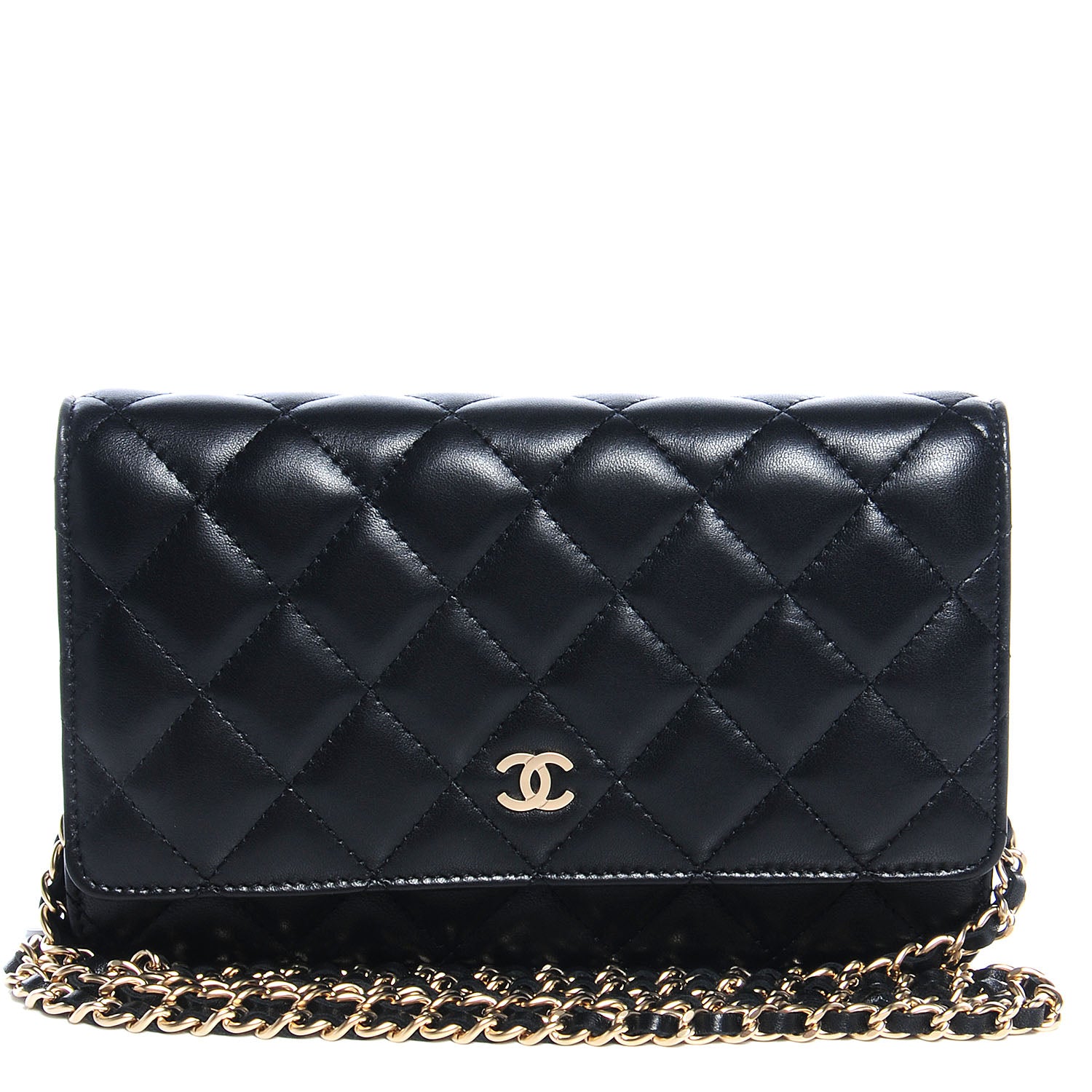 Chanel Lambskin Quilted Wallet On Chain WOC Black 1 of 9