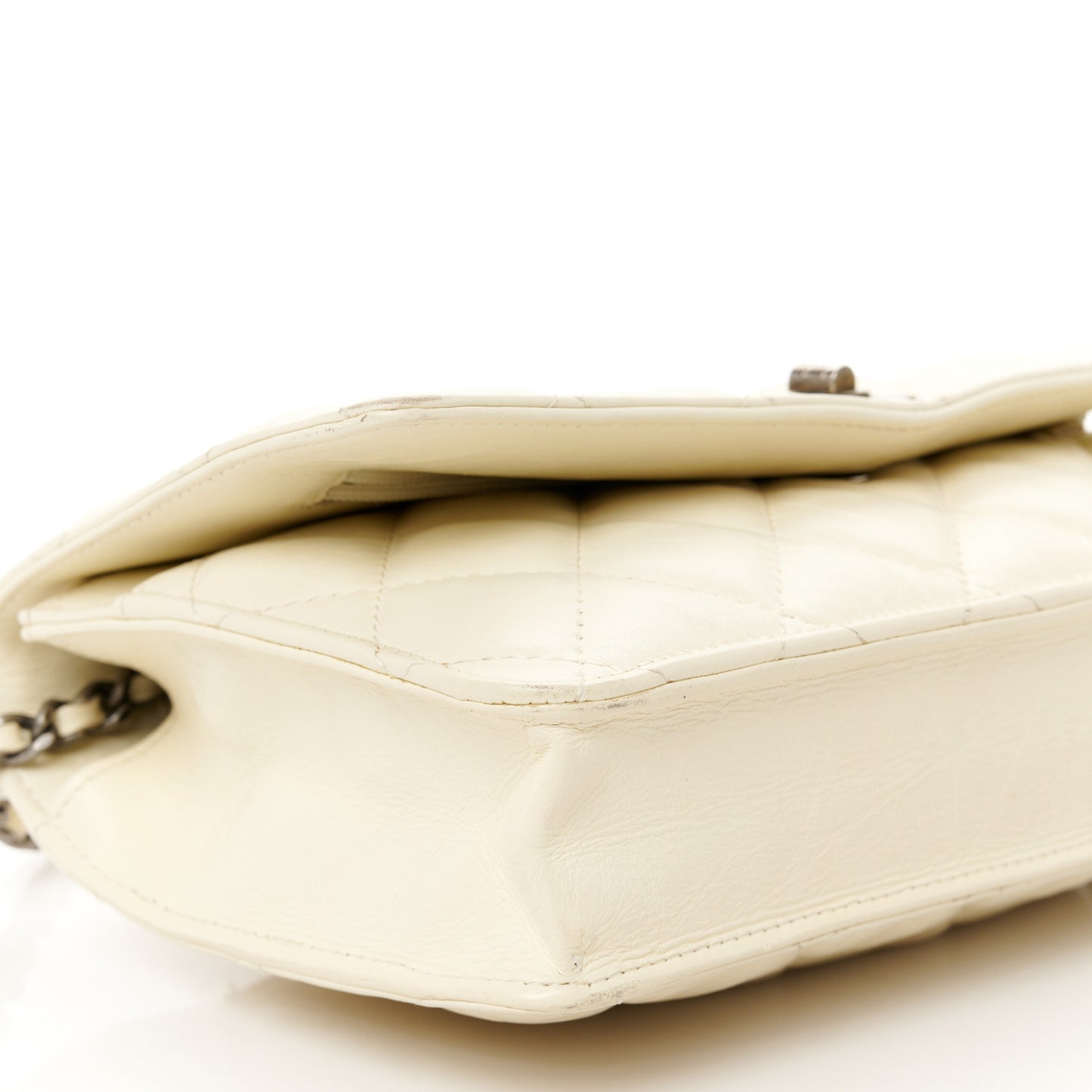 Aged Calfskin Quilted Reissue Wallet On Chain WOC White