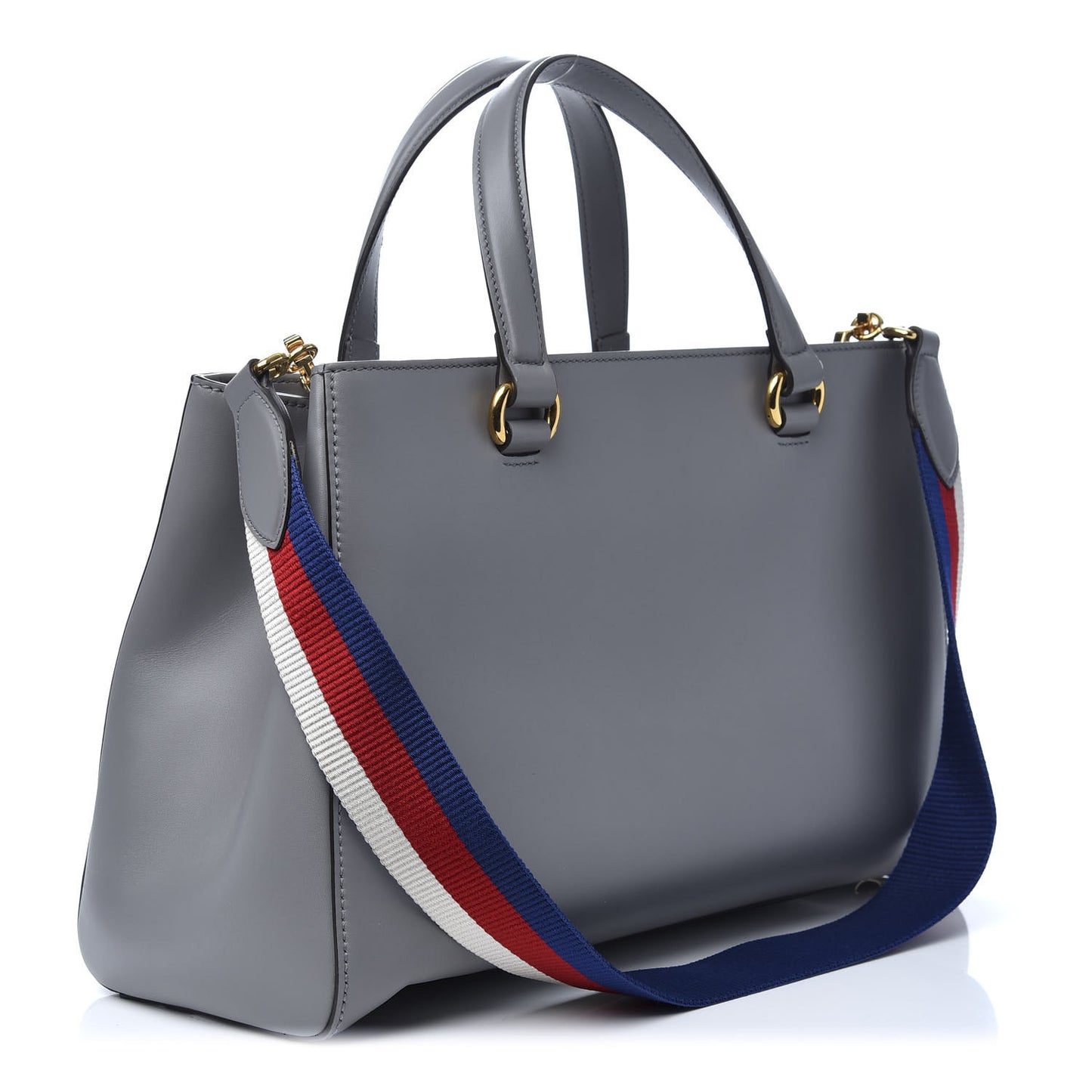 Calfskin Web Large Sylvie Top Handle Tote Deep Grey