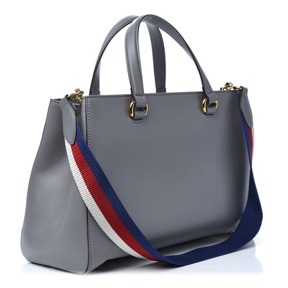 Gucci Calfskin Web Large Sylvie Top Handle Tote Deep Grey 3 of 9