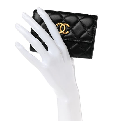 Chanel Lambskin Quilted Flap Card Holder Wallet Black 2 of 10