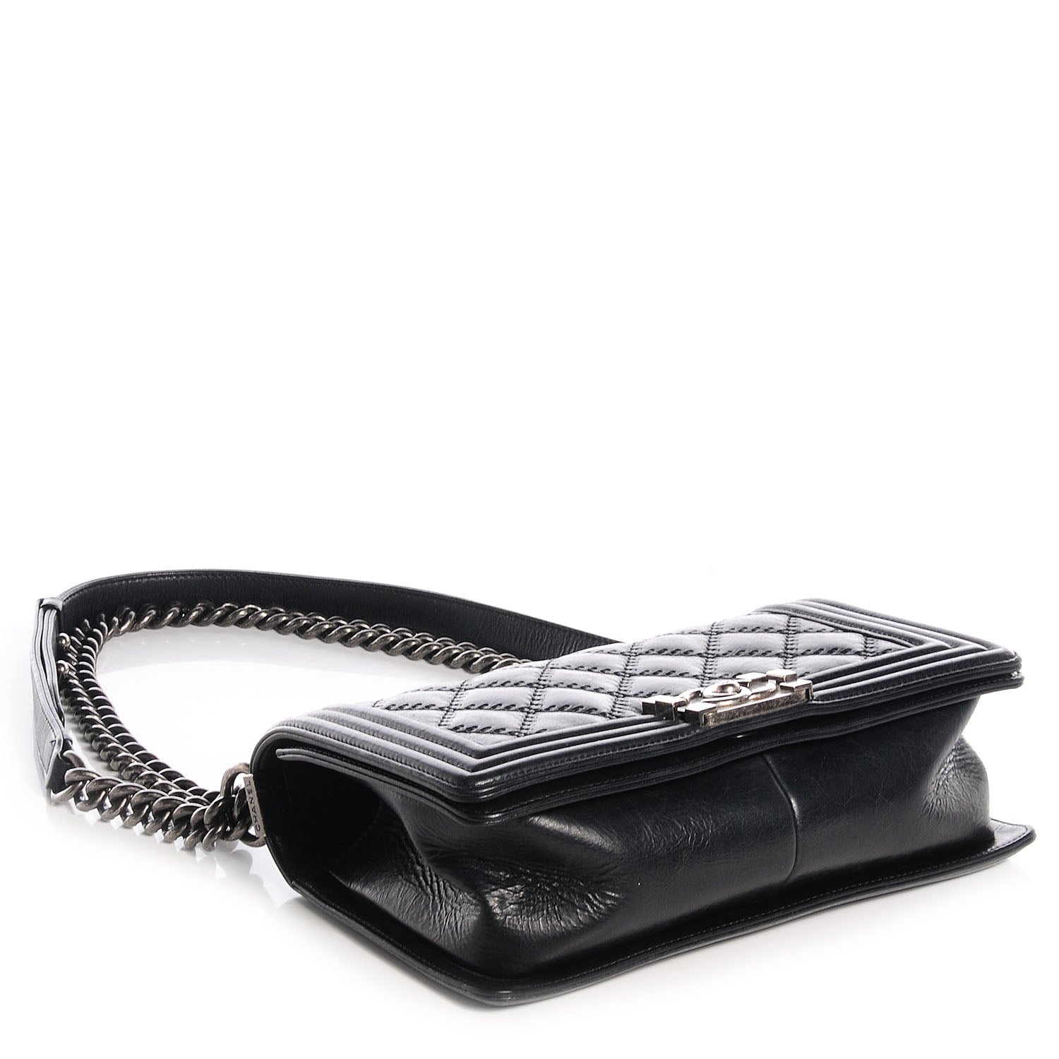 Chanel Calfskin Double Stitch Medium Boy Flap Black 4 of 8