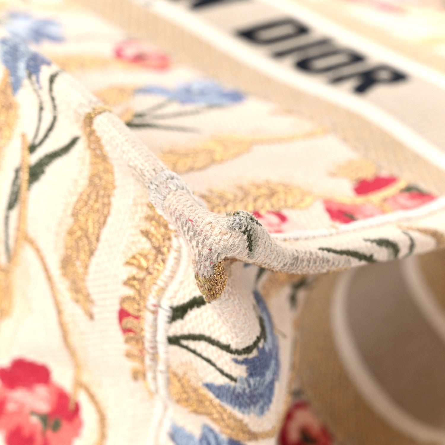 Christian Dior Canvas Embroidered Medium Hibiscus Book Tote Beige Multicolor 8 of 15