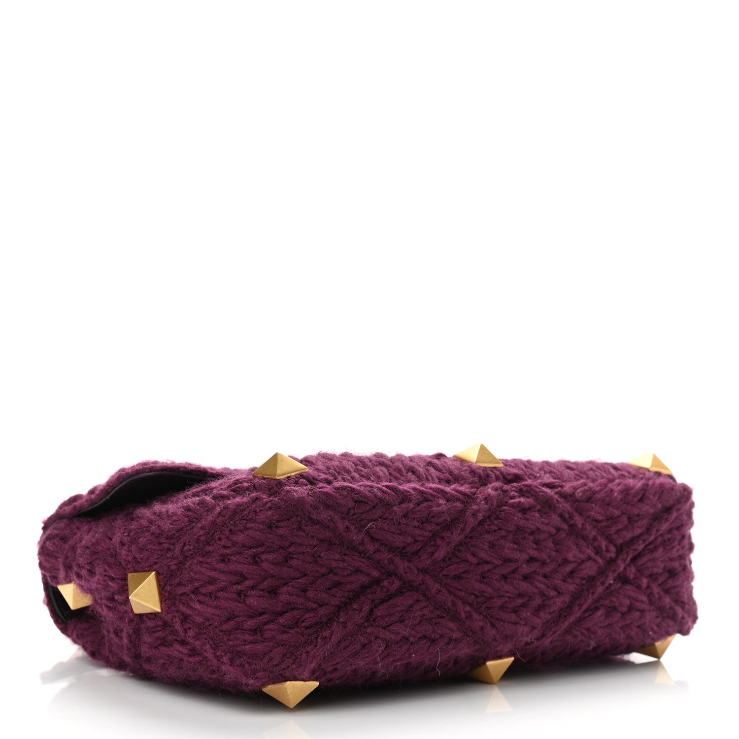 Valentino Garavani Cashmere Large Roman Stud Shoulder Bag Ripe Plum 3 of 9