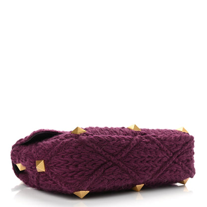 Valentino Garavani Cashmere Large Roman Stud Shoulder Bag Ripe Plum 3 of 9
