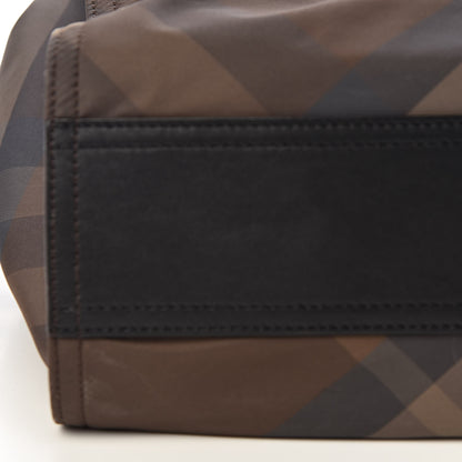 Burberry Nylon Check Small Buckleigh Packable Tote Brown 10 of 11