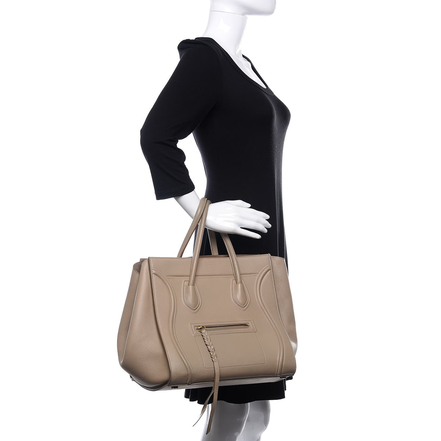 Celine Supple Calfskin Medium Phantom Luggage Beige 2 of 9