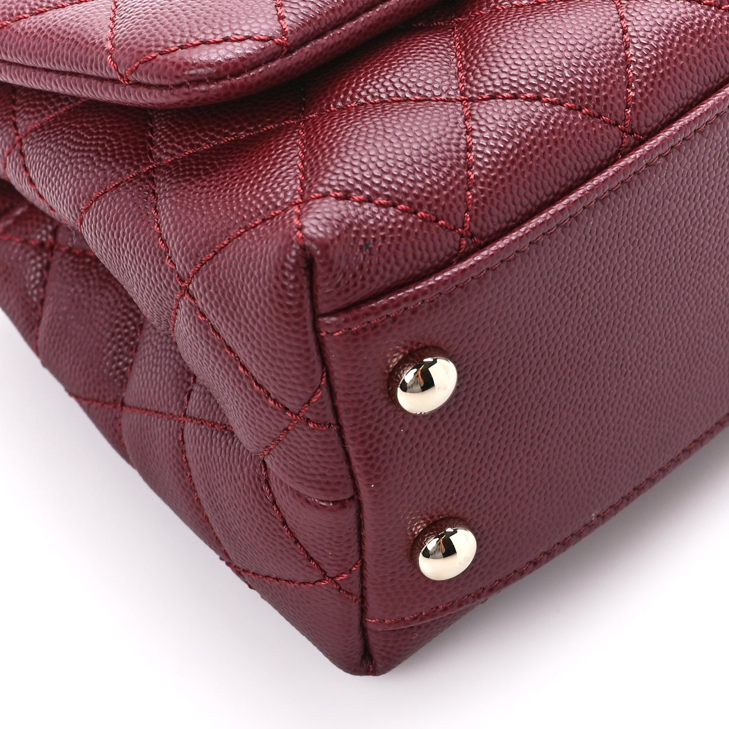 Caviar Quilted Extra Mini Coco Handle Flap Burgundy