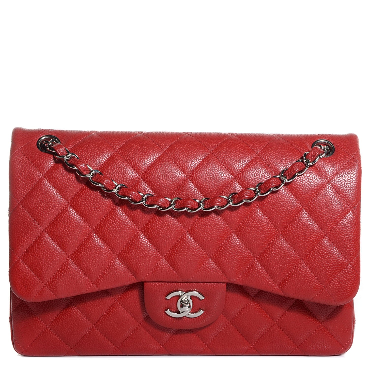 Chanel Caviar Quilted Jumbo Double Flap Dark Red 1 of 9