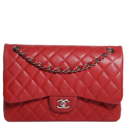 Chanel Caviar Quilted Jumbo Double Flap Dark Red 1 of 9