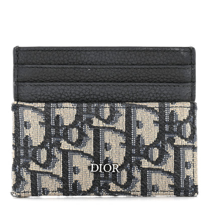 Christian Dior Grained Calfskin Oblique Card Holder Black 1 of 15