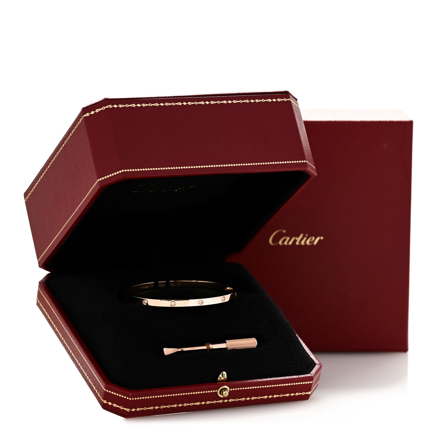 18K Pink Gold 10 Diamond Small LOVE Bracelet 17