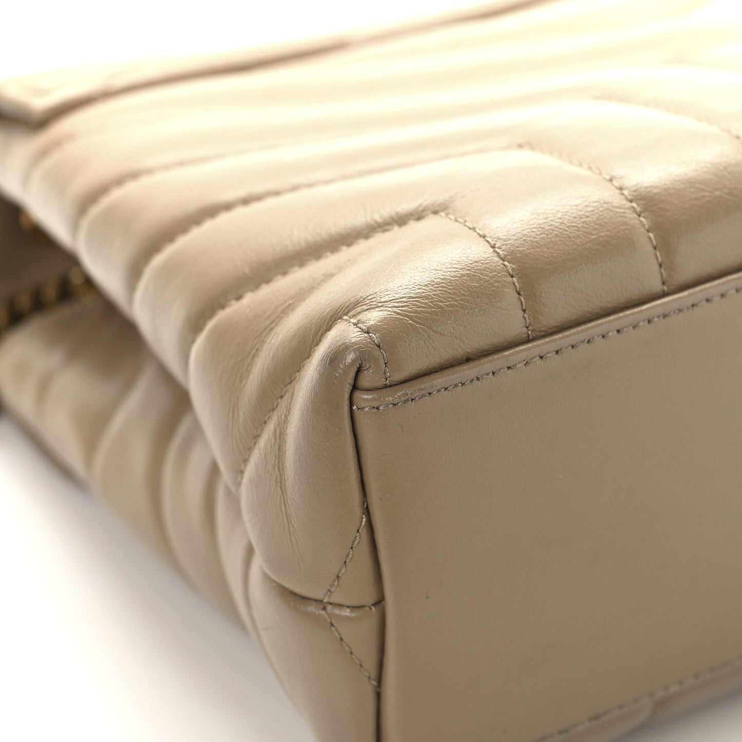 Calfskin Y Quilted Monogram Small Loulou Chain Satchel Dark Beige